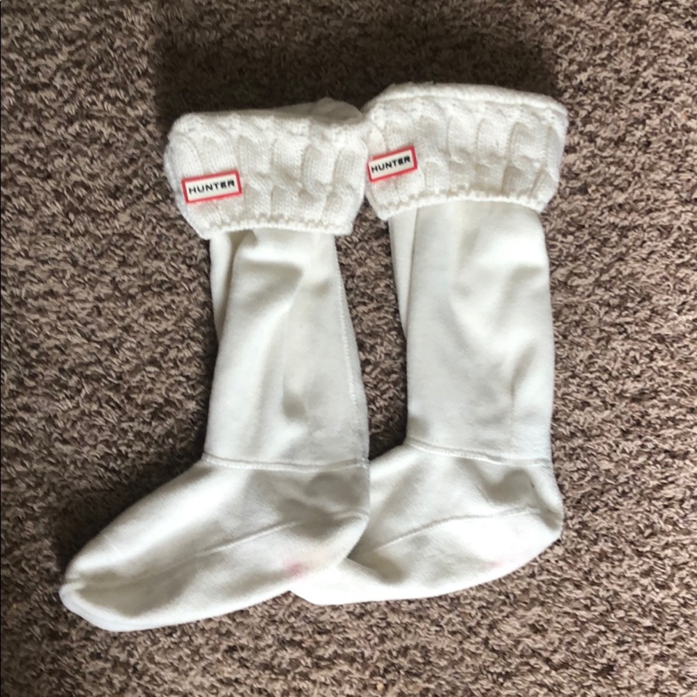 Tall Cream Knit Hunter rain boot sock